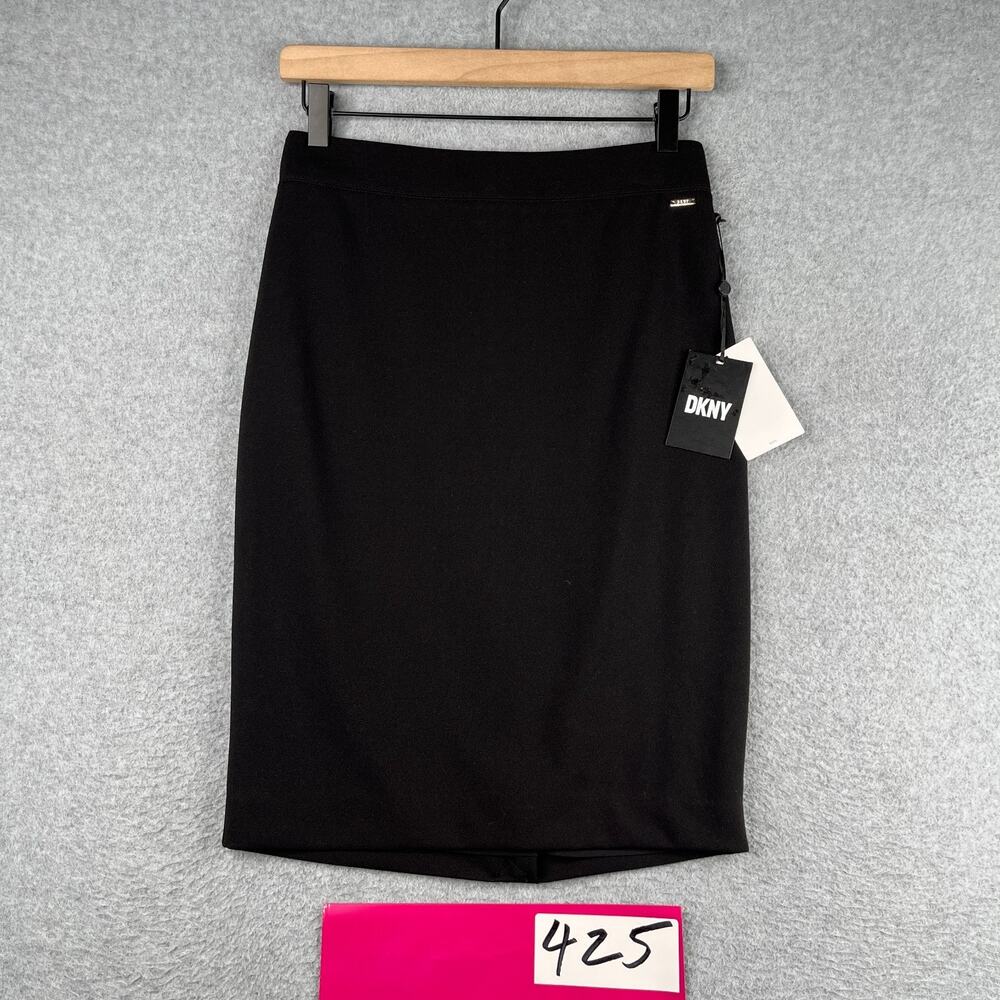 DKNY Pencil Skirt Essentials Black Womens Size 0P Back Zip New NWT